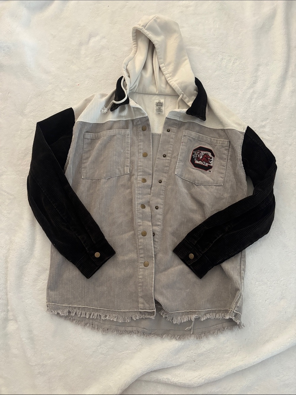 Corduroy Hooded Jacket in Black and Gray (South Carolina Gamecocks)